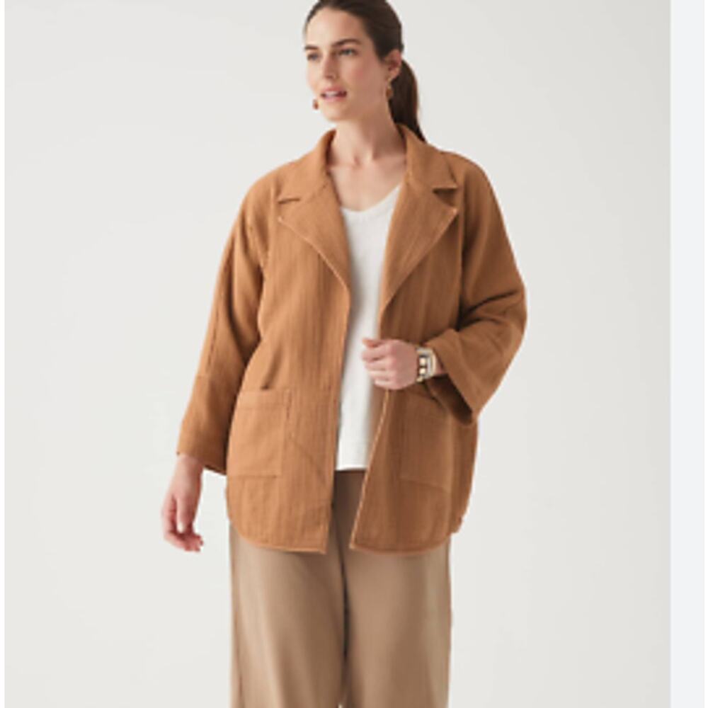J. Jill XL Pure Jill Cotton Gauze Blazer Oversized Coastal Granny Boho Shacket